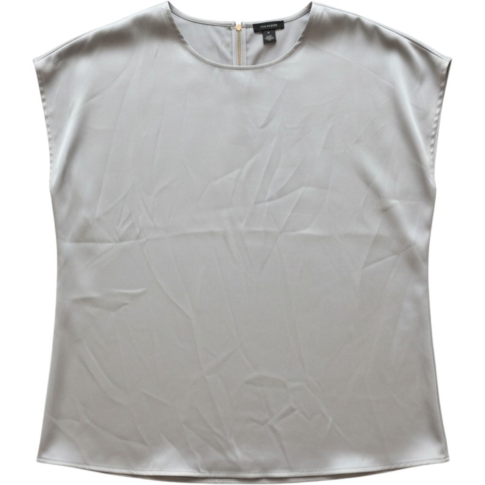 Halogen Ultimate Grey Satin Sleeveless Shell Top Blouse HA201074MI Medium NWT